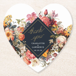 Danke Hochzeit Vintage-Orangen-Blumendesign Untersetzer