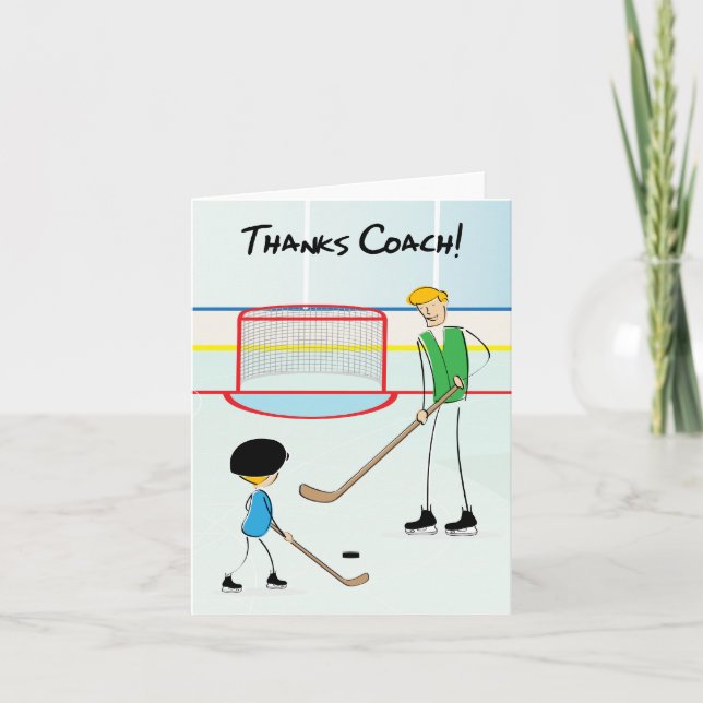 Danke Hockey Coach Grußkarte (von Jungen) (Vorderseite)