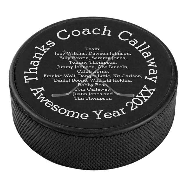 Danke Hockey Coach mit Teamnamen Eishockey Puck (3/4)