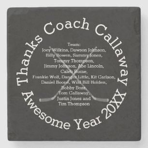 Danke Hockey Coach mit Teamnamen Steinuntersetzer