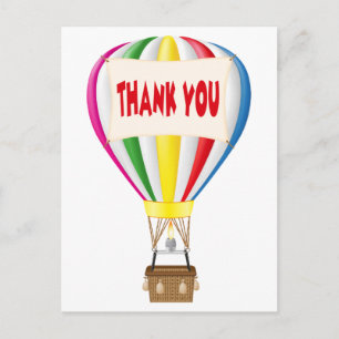 Danke Hot Air Ballon Rainbow Postcard Postkarte