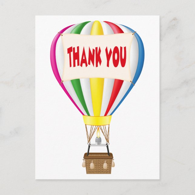 Danke Hot Air Ballon Rainbow Postcard Postkarte (Vorderseite)