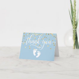 DANKE IHNEN Baby Shower Feet Blue Gold BOY | LEER