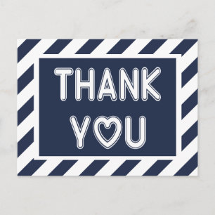 Danke Ihnen Marineblau und Weiß gestreift Postkarte