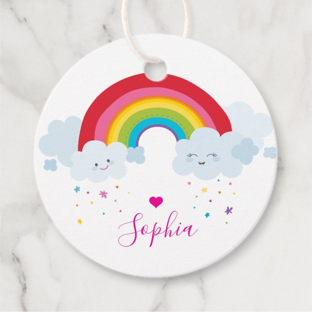 DANKE IHNEN Regenbogenbriefe hübsche, helle Farben Geschenkanhänger (Vorderseite)