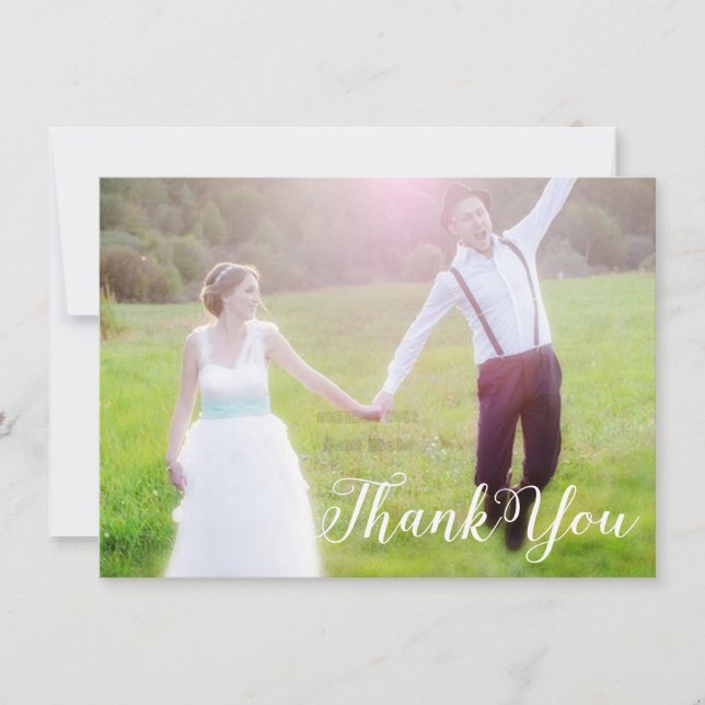 DANKE IHNEN White Typografy Foto Wedding Card (Vorderseite)