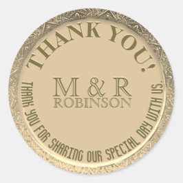 Danke | Imitate Gold Foil Runder Aufkleber