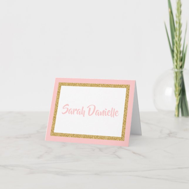 Danke in Rosa und Gold Glitter (Vorderseite)