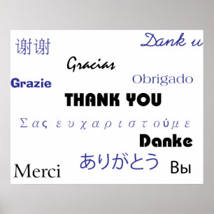 Danke (in schwarz und blau002) Druck Poster