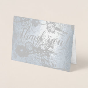 "Danke!" in Silver Floral Wedding Folienkarte