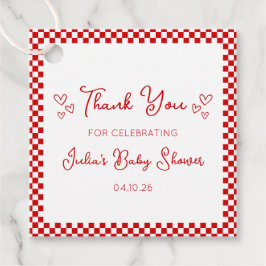 Danke Italienisch Rot Baby- oder Brautdusche Geschenkanhänger