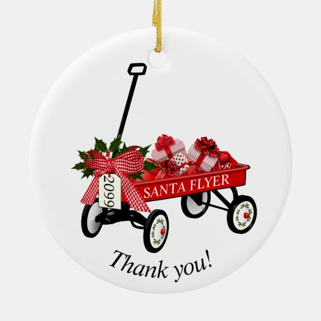 "Danke!" Jahr Red Wagon Weihnachtsschmuck (Hinten)