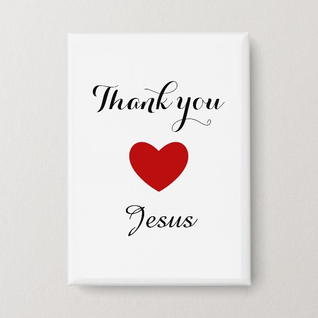 Danke, Jesus | Modernes Christliches Glaubensherz Button (Vorderseite)