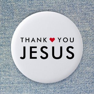 Danke, Jesus   Modernes Christliches Glaubensherz Button
