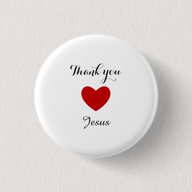 Danke, Jesus | Modernes Christliches Glaubensherz Button (Vorderseite)