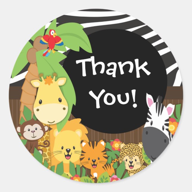 Danke Jungle Safari Baby Animals Sticker (Vorderseite)