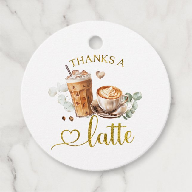 Danke-Kaffee-Tag mit Latte-Motiv Geschenkanhänger (Vorderseite)