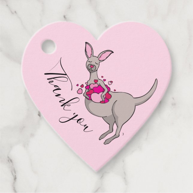 Danke Kangaroo mit Herzen Geschenkanhänger (Vorderseite)