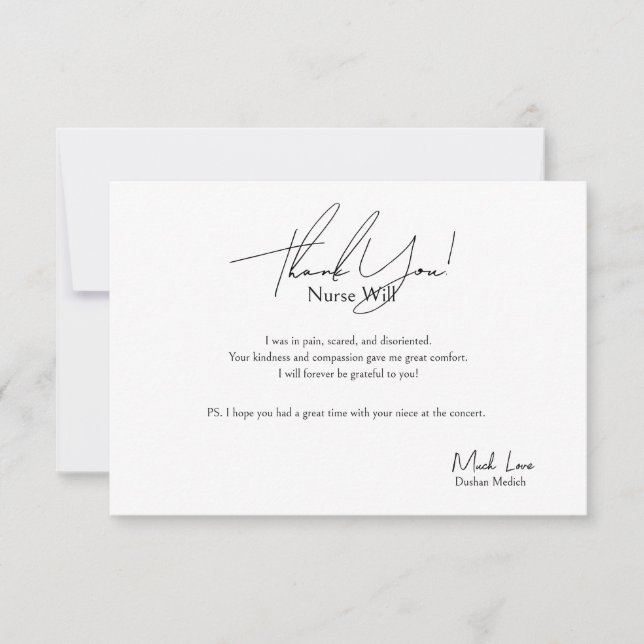 Danke Karte für eine Krankenschwester (Vorderseite)