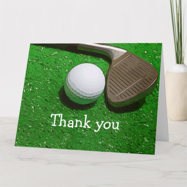 Danke Karte für Golfer mit Golfball und Eisen (Vorderseite)