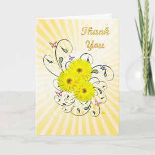 Danke Karte mit gelben Blumen