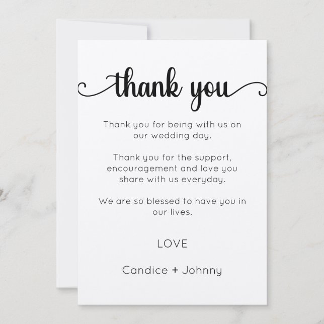 Danke Karte, Script danke Karte (Vorderseite)