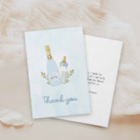 Danke-Karte zur Babyparty „Junge mit Champagnerfla