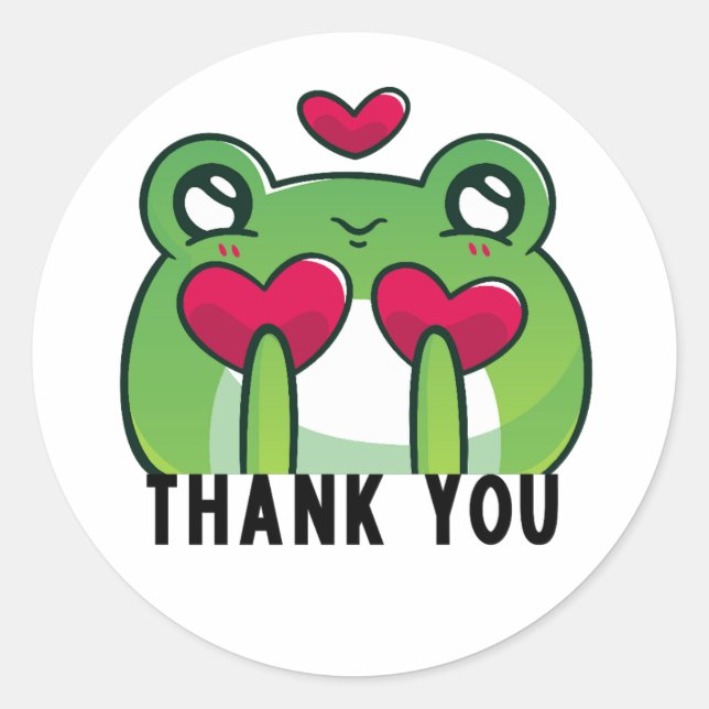 Danke Kawaii Frog Sticker, Geschenketikett Runder Aufkleber (Vorderseite)