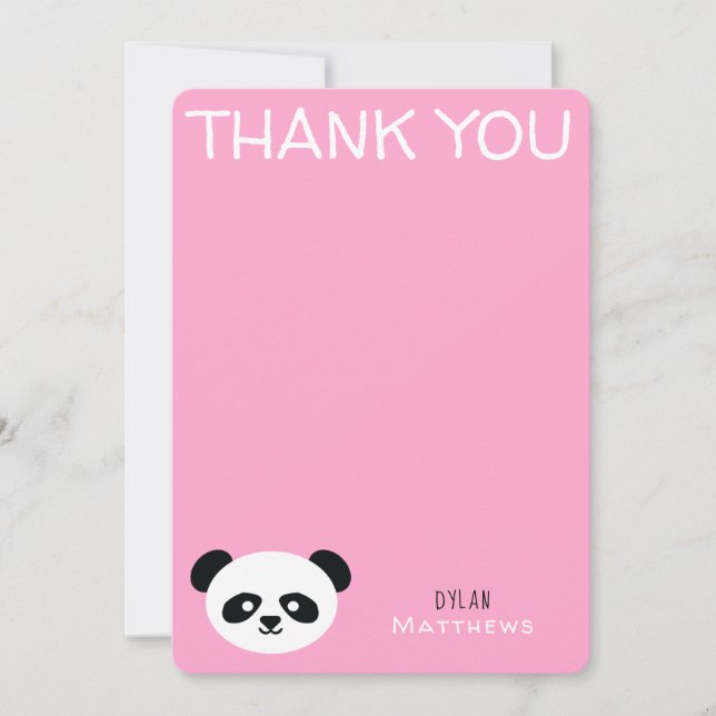 Danke Kawaii Panda Bear Personalisiert Pink (Vorderseite)