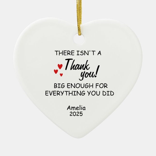 Danke, Keepake, Personalisiert danke, Geschenk Keramik Ornament (Vorne)