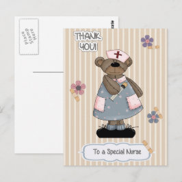 Danke, Krankenschwester. Niedlich Teddy Bear Nurse Postkarte