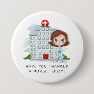 Danke Krankenschwester   Wasserfarben-Illustration Button
