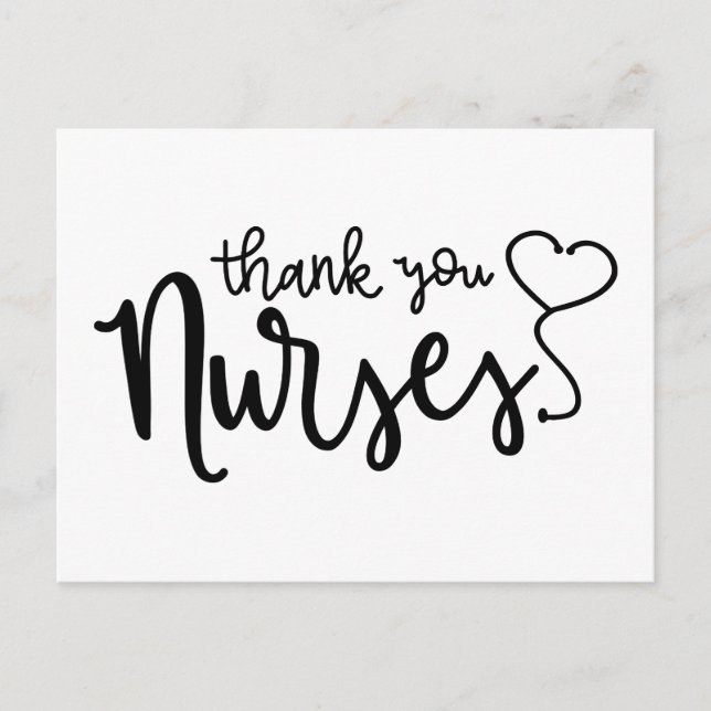 Danke Krankenschwestern | Fancy Script Postkarte (Vorderseite)