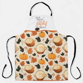 Danke, Kürbis und Herbstlaub Schürze