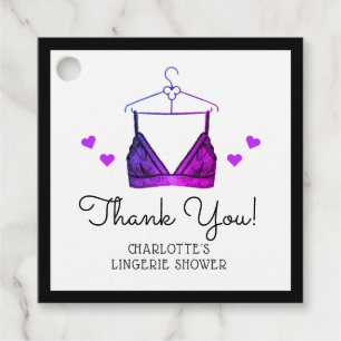 Danke, Lace Watercolor Lingerie Brautparty Geschenkanhänger