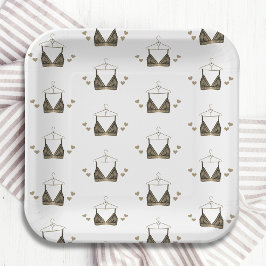 Danke, Lace Watercolor Lingerie Brautparty Pappteller