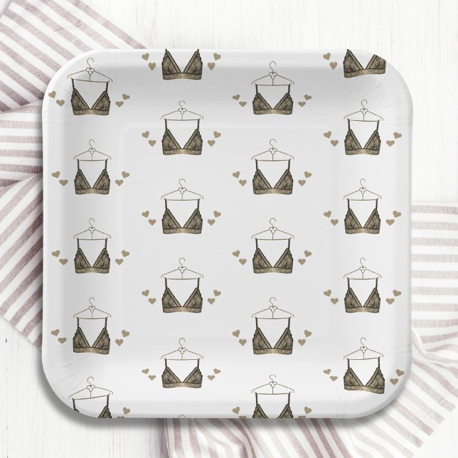 Danke, Lace Watercolor Lingerie Brautparty Pappteller (Von Creator hochgeladen)