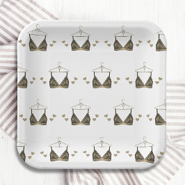 Danke, Lace Watercolor Lingerie Brautparty Pappteller