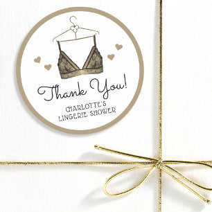 Danke, Lace Watercolor Lingerie Brautparty Runder Aufkleber