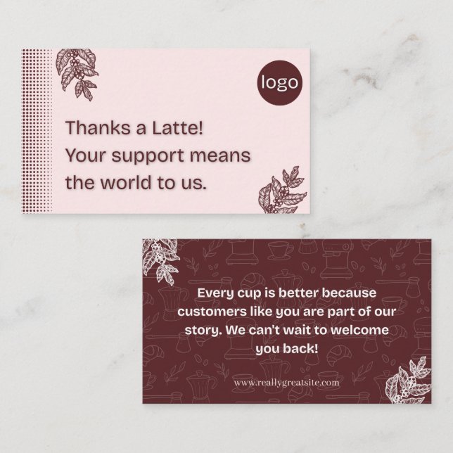 Danke Latte Kaffee Dankeskarten Treuekarte (Vorne/Hinten)