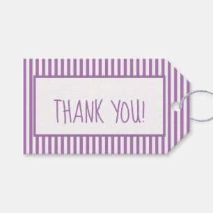 Danke: Lavendel/White Simple Stripes Pattern Geschenkanhänger