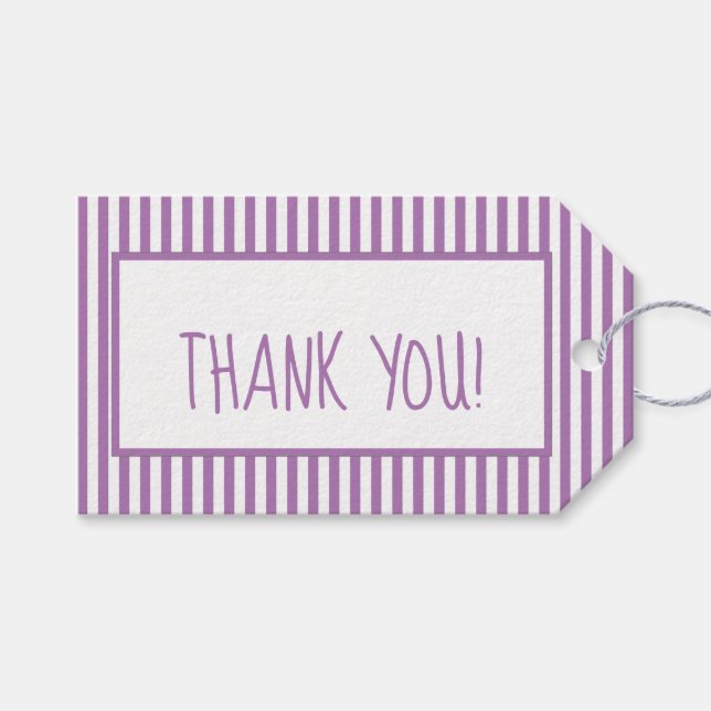 Danke: Lavendel/White Simple Stripes Pattern Geschenkanhänger (Vorderseite (Horizontal))