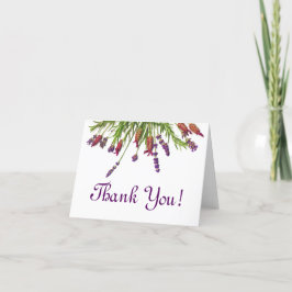 Danke! Lavender Floral Greenery Blätter Lila Dankeskarte