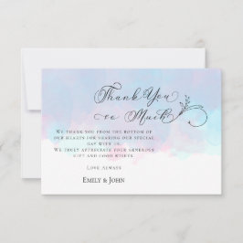 Danke Leaf Script Foto Pastel Watercolor Wedding