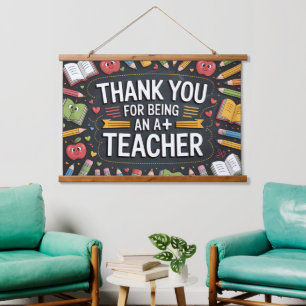 Danke Lehrer Anerkennung Wandteppich Mit Holzrahmen