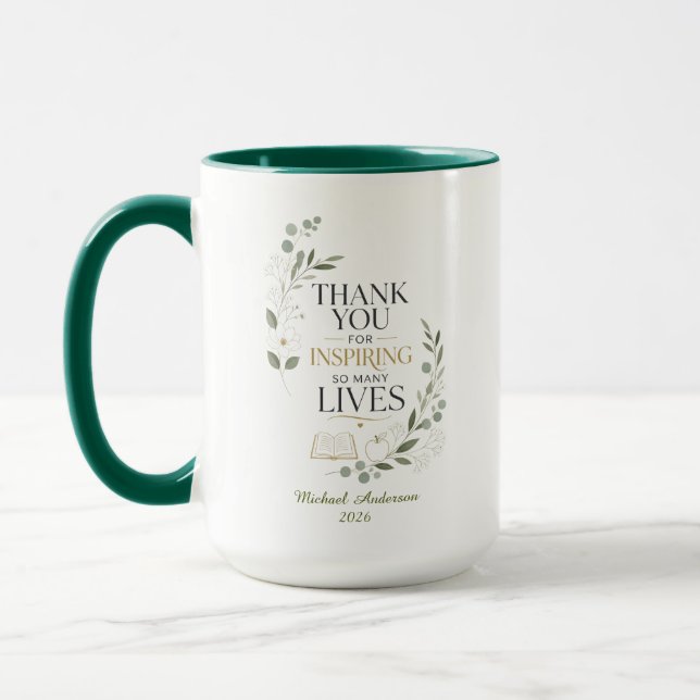 Danke Lehrer Benutzerdefinierter Name Ruhestand Tasse (Links)