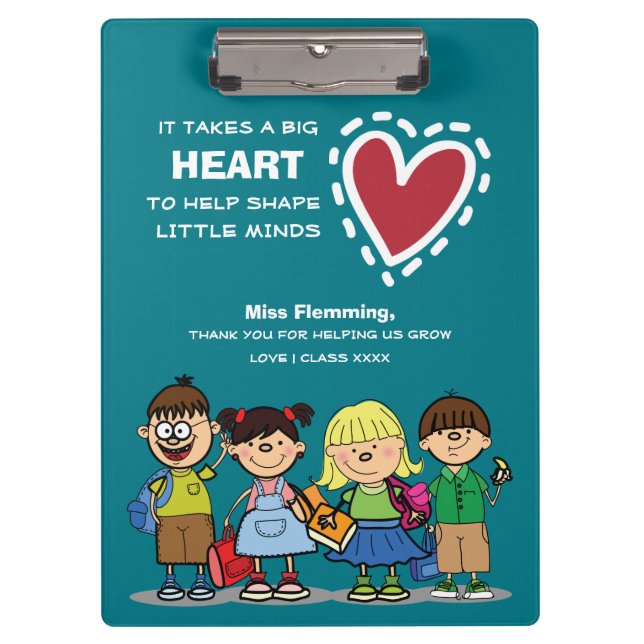 Danke, Lehrer. Benutzerdefiniertes Geschenk Klemmbrett (Vorderseite)
