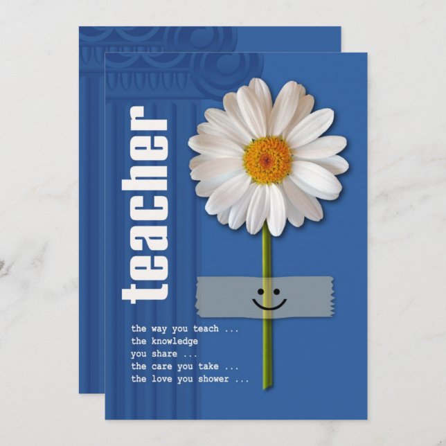 Danke, Lehrer. Daisy Design benutzerdefinierte Fla Dankeskarte (Vorne/Hinten)