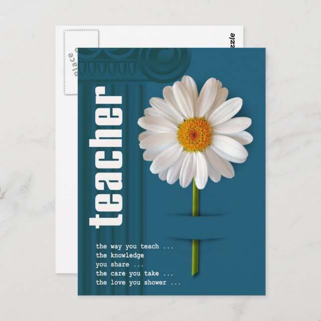 Danke, Lehrer. Daisy Design Postcard Postkarte (Vorne/Hinten)