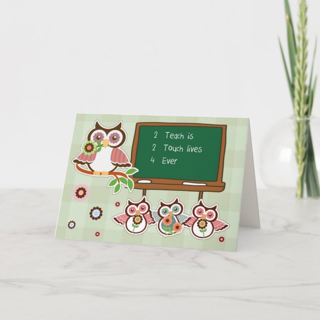 Danke, Lehrer. Funny Owls Cards Karte (Vorderseite)